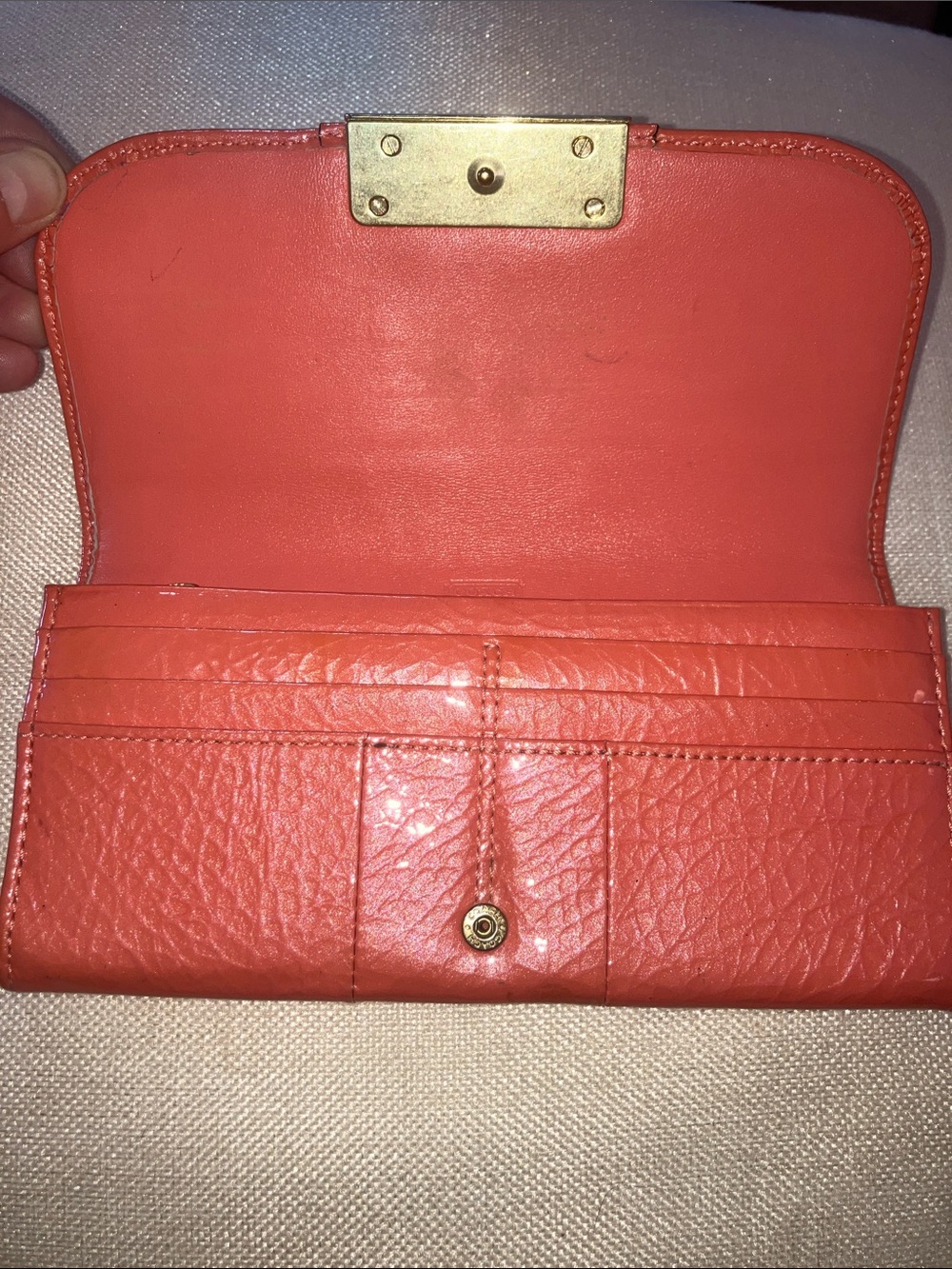Coach Coral Leather Clutch Wallet with Gold Hardware - Picture 3 of 13